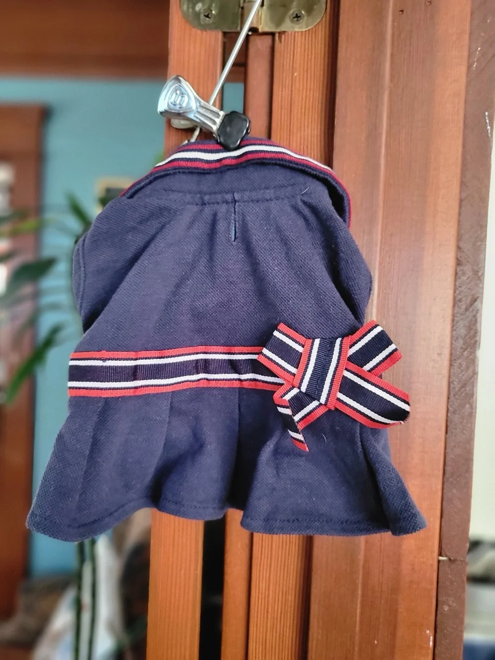 Zack & Zoey Navy Preppy Dog Dress XS Bow